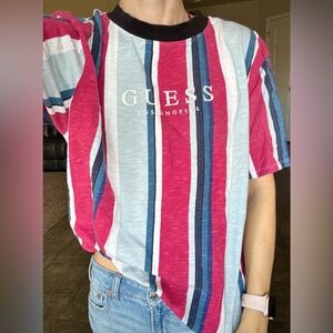 Vintage Guess Striped Short Sleeve Crew Neck Tshirt M